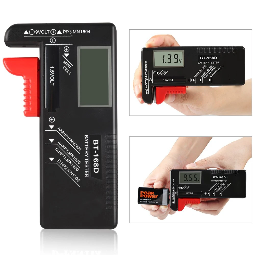 Digital Battery Tester for AAA AA C D 9V 1.5V BT168D Capacity Tester LCD Household Checker Tester Small Batteries Button Cell
Digital Battery Tester for AAA AA C D 9V 1.5V BT168D Capacity Tester LCD Household Checker Tester Small Batteries Button Cell
