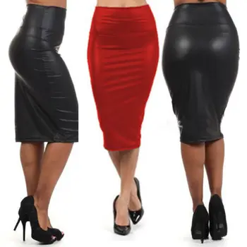 Women Black PU Leather Black Pencil High Waist Knee Length Skirts Stretch Party Women's skirt
Women Black PU Leather Black Pencil High Waist Knee Length Skirts Stretch Party Women's skirt