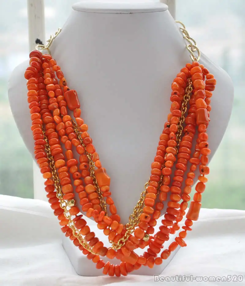 HOT SELL - HOT1850 NICE 7strands Orange baroque coral bead chain necklace -Top quality free shipping
HOT SELL - HOT1850 NICE 7strands Orange baroque coral bead chain necklace -Top quality free shipping