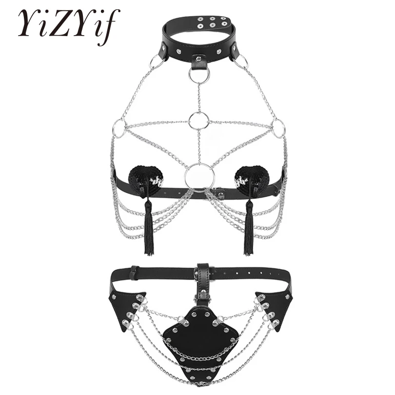 YiZYiF Women Sexy Lingerie harness bra Open Bust Body Chest Harness Chain gothic fetish garter belt bondage harness Underwear
YiZYiF Women Sexy Lingerie harness bra Open Bust Body Chest Harness Chain gothic fetish garter belt bondage harness Underwear