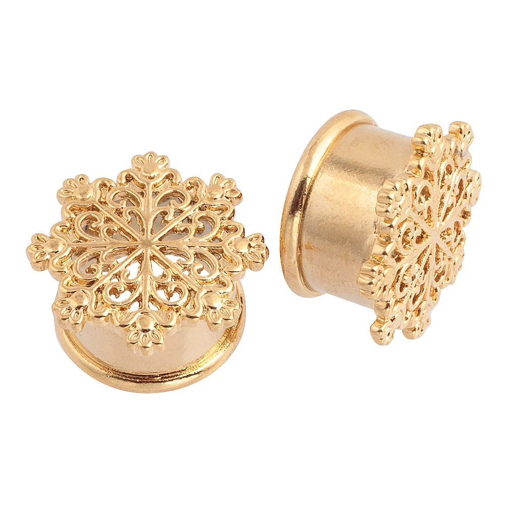 2PCS Gold Brass Ear Plugs Tunnels Piercing Stretchers Tribal Lotus Snow Flower Barbell Earrings Gauges Ear Expander Body Jewelry
2PCS Gold Brass Ear Plugs Tunnels Piercing Stretchers Tribal Lotus Snow Flower Barbell Earrings Gauges Ear Expander Body Jewelry