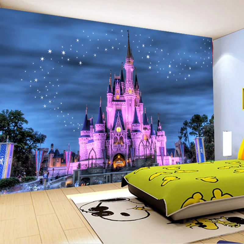 

Custom 3D Photo Wallpaper For Kids' Room Sofa Backdrop Wall Papers 3 D Cartoon Castle Starry Sky Home Decor Papel De Parede Sala