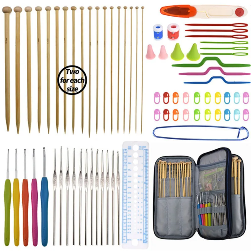 Looen Knitting Hooks Needles Set 17pcs 0.6-4.5mm Crochet Hook Needles Set 36pcs Straight Knitting Needles Set With Blue Bag
Looen Knitting Hooks Needles Set 17pcs 0.6-4.5mm Crochet Hook Needles Set 36pcs Straight Knitting Needles Set With Blue Bag