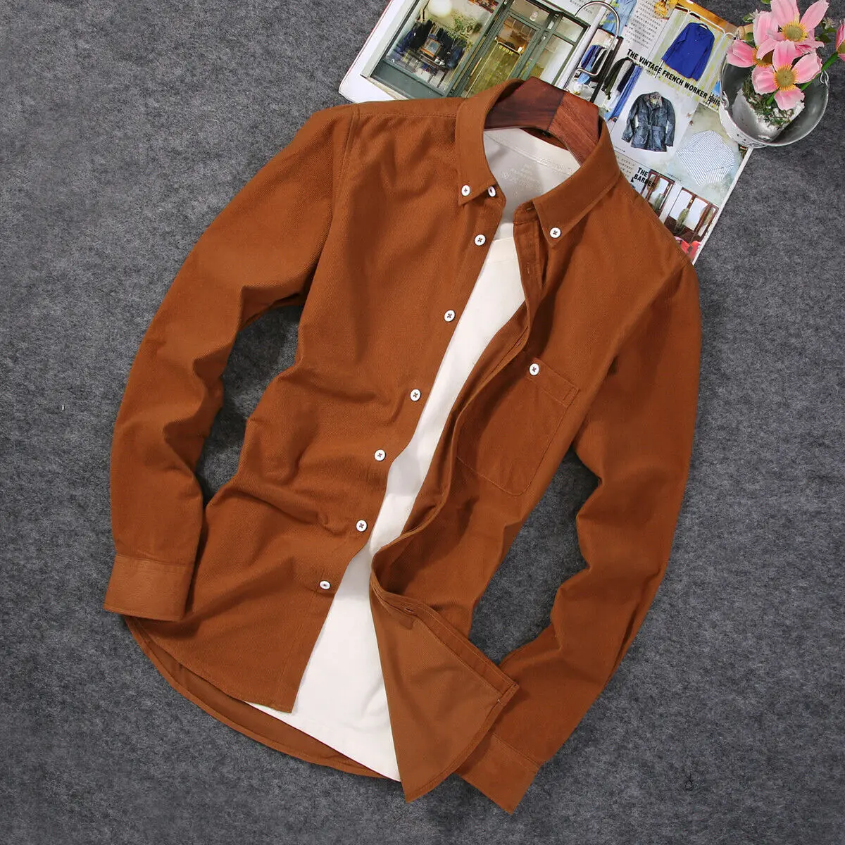Fashion Men's Corduroy Stand Collar Shirts Winter Warm Long Sleeve Basic Solid Shirts Casual Tops Blouse
Fashion Men's Corduroy Stand Collar Shirts Winter Warm Long Sleeve Basic Solid Shirts Casual Tops Blouse