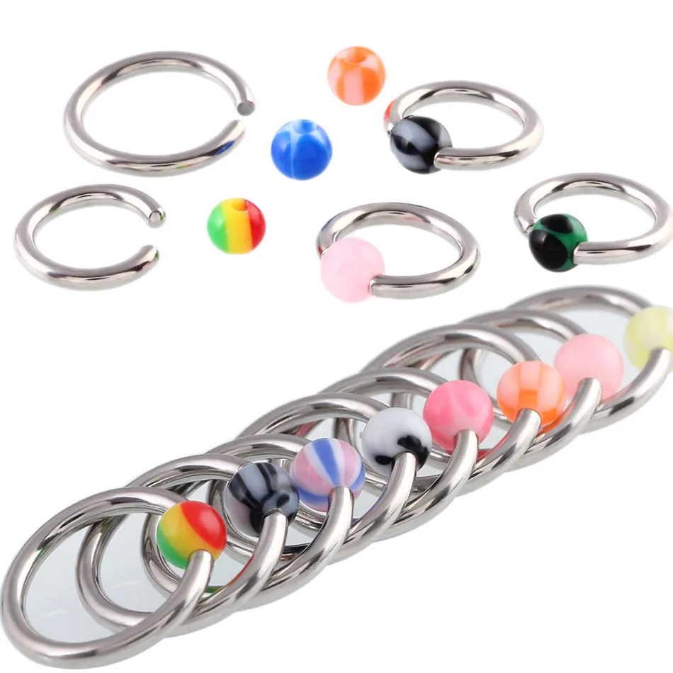 

16G Titanium Captive Bead Ring Horseshoe Circular Piercings Sexy BCR Lip Nose Ear Tragus Septum Rings Body Piercing Jewelry