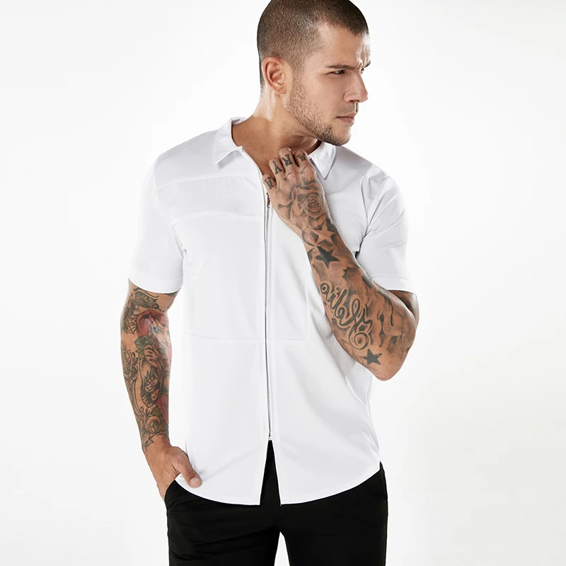 Men's Zipper Shirts 2018 Summer Fashion Male Casual Short Sleeve Black White Color Brand Clothing Male Turn Down Collar SlimTops
Men's Zipper Shirts 2018 Summer Fashion Male Casual Short Sleeve Black White Color Brand Clothing Male Turn Down Collar SlimTops