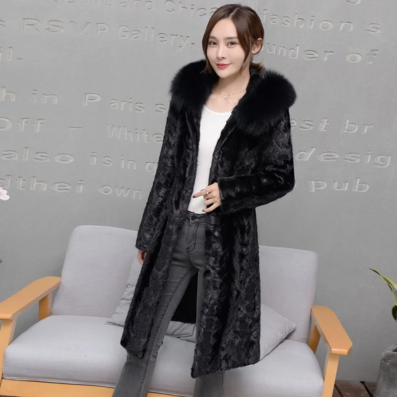 100% genuine natural mink fur coat with hoody long (4)