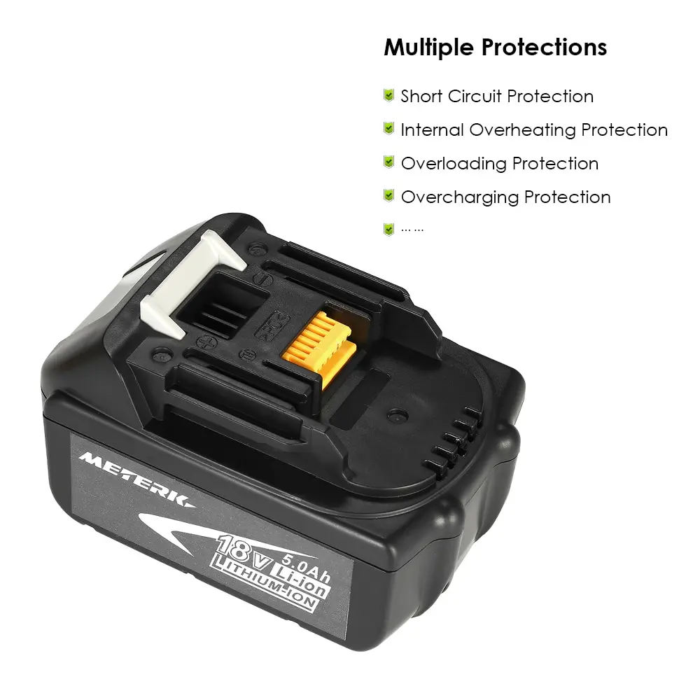 Meterk BL1850 18V 4.0Ah /5.0Ah Power Tools Battery High Capacity Recharcheable Lithium replacement Battery Pack for MAKITA
Meterk BL1850 18V 4.0Ah /5.0Ah Power Tools Battery High Capacity Recharcheable Lithium replacement Battery Pack for MAKITA