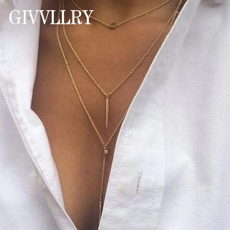 GIVVLLRY Minimalist 3 Layers Chain Necklace Elegant Gold Color Geometric Round Bar Long Tassel Pendant Collar Necklace for Women
GIVVLLRY Minimalist 3 Layers Chain Necklace Elegant Gold Color Geometric Round Bar Long Tassel Pendant Collar Necklace for Women