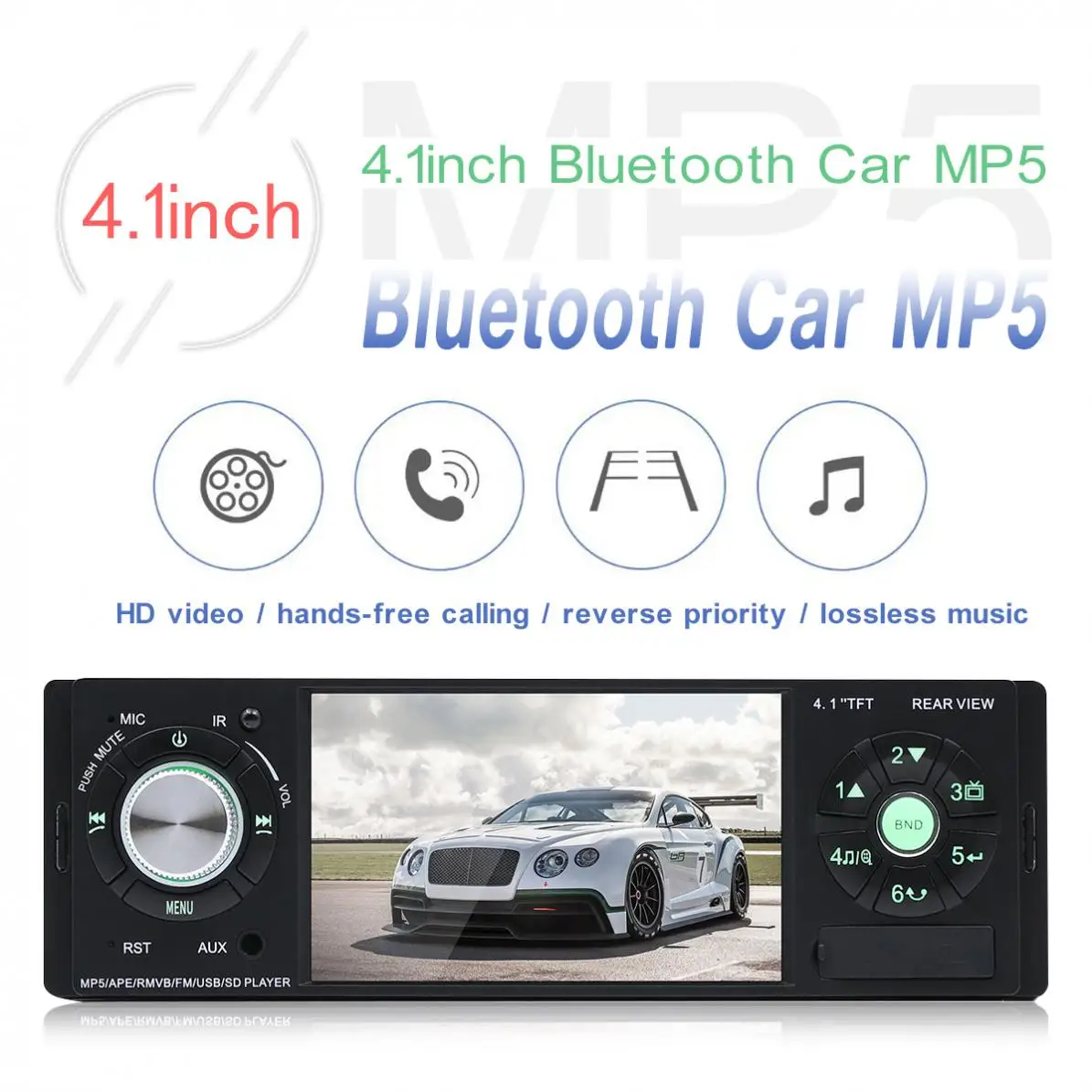 4.1 Inch DC12V 1 Din HD Car Stereo Radio Player Bluetooth MP3 MP5 Auto Multimedia Player Support USB/TF/AUX + Remote Control
4.1 Inch DC12V 1 Din HD Car Stereo Radio Player Bluetooth MP3 MP5 Auto Multimedia Player Support USB/TF/AUX + Remote Control