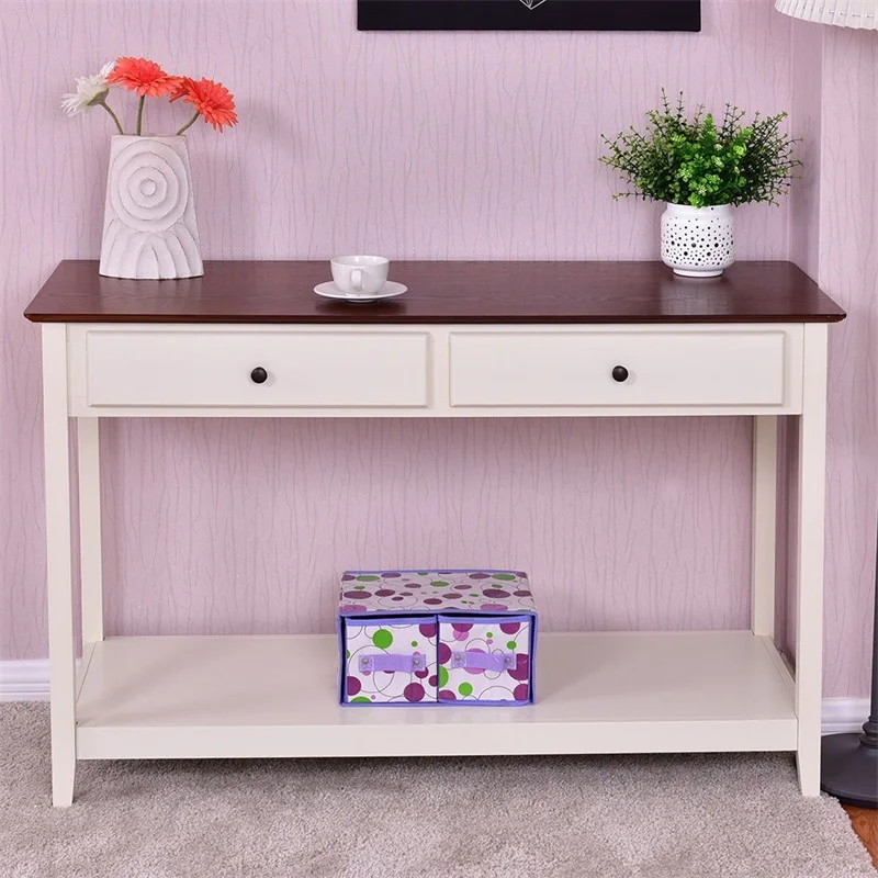 Entryway Wood Console Accent Table Two Slide-out Drawers and A Bottom Shelf Assembly End Tables Living Room Furniture HW56280
Entryway Wood Console Accent Table Two Slide-out Drawers and A Bottom Shelf Assembly End Tables Living Room Furniture HW56280