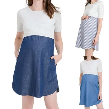 Women's Maternity Breast Dresses Feeding Button Round Neck Seven Quarter Short sleeve evening elegant Dress kleid платье
Women's Maternity Breast Dresses Feeding Button Round Neck Seven Quarter Short sleeve evening elegant Dress kleid платье