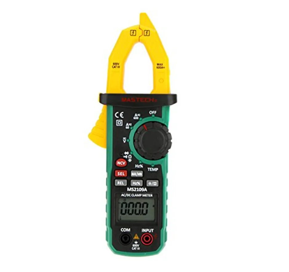 Mastech MS2109A Auto Range Digital AC DC Current Clamp Meter Multimeter HZ Temp Capacitance Tester with NCV Detector
Mastech MS2109A Auto Range Digital AC DC Current Clamp Meter Multimeter HZ Temp Capacitance Tester with NCV Detector