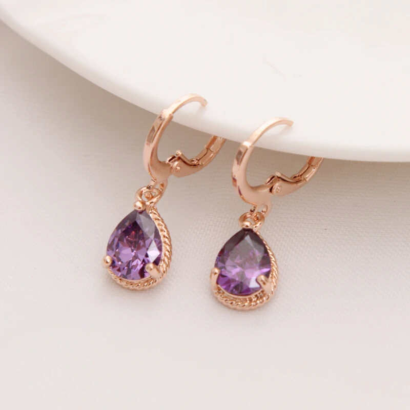 MINHIN Brilliant Purple Dangle Zircon Earring Graceful Accessory For Women Beautiful Golden Plated Earring For Wedding
MINHIN Brilliant Purple Dangle Zircon Earring Graceful Accessory For Women Beautiful Golden Plated Earring For Wedding