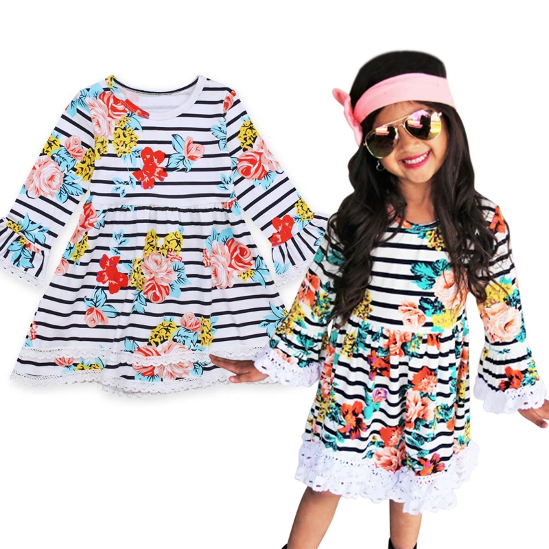 Pretty Girls Dress Lovely Floral Print Long Sleeve Flower Kids Dress Baby Girls Striped Clothes Princess Dresses 2-7T Autumn
Pretty Girls Dress Lovely Floral Print Long Sleeve Flower Kids Dress Baby Girls Striped Clothes Princess Dresses 2-7T Autumn