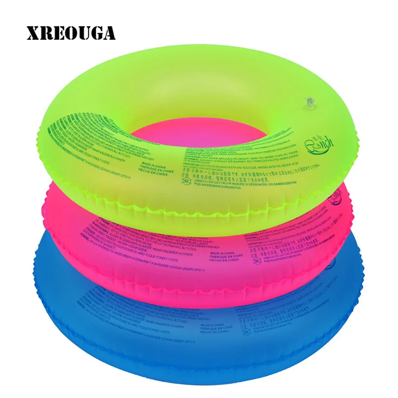 2017 Summer Fluorescent Colorful Swimming Ring Inflatable Lighted Pool Float For Baby Kids Adult Water Fun Toys PF03 | Мать и ребенок