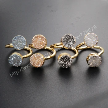 BOROSA New Arrival 5Pcs/lot Natural Druzy Stone Wedding Two Natural Titanium Druzy Wrap Ring G1155 Rings for Women
BOROSA New Arrival 5Pcs/lot Natural Druzy Stone Wedding Two Natural Titanium Druzy Wrap Ring G1155 Rings for Women