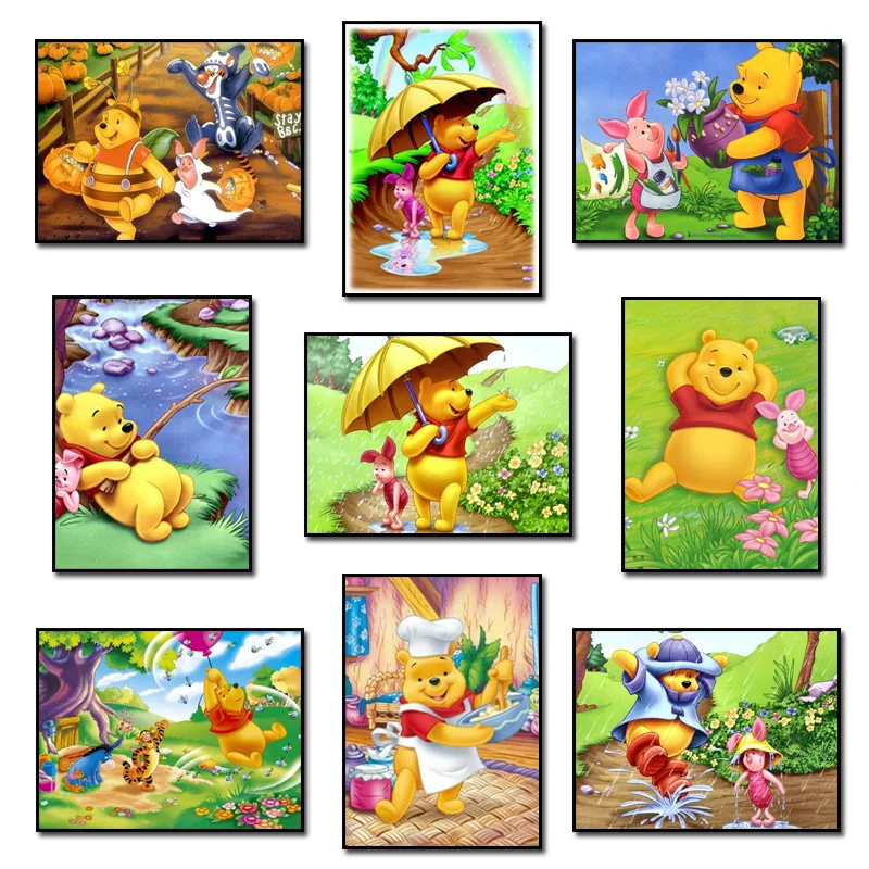 

Winnie Pooh and Friends 5D Diamond Mosaic Diamond Painting Cross Stitch Kit Diamonds Embroidery Square Drill Home Decoration