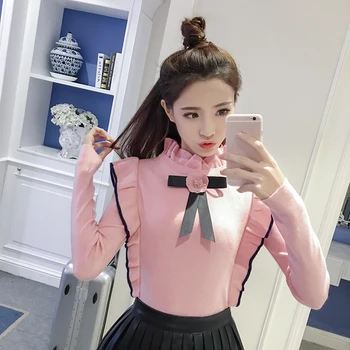 Harajuku Sweet Flounces Bow Appliques Women spring autumn Sweater Long Sleeve Knitting Pullovers Pull Femme Jumper Girl Tops
Harajuku Sweet Flounces Bow Appliques Women spring autumn Sweater Long Sleeve Knitting Pullovers Pull Femme Jumper Girl Tops