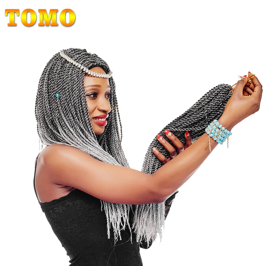 

TOMO 30Strands Crochet Braids Ombre Synthetic Senegalese Twist 14" 16" 18" 20" 22" Colored Kanekalon Braiding Hair Extensions