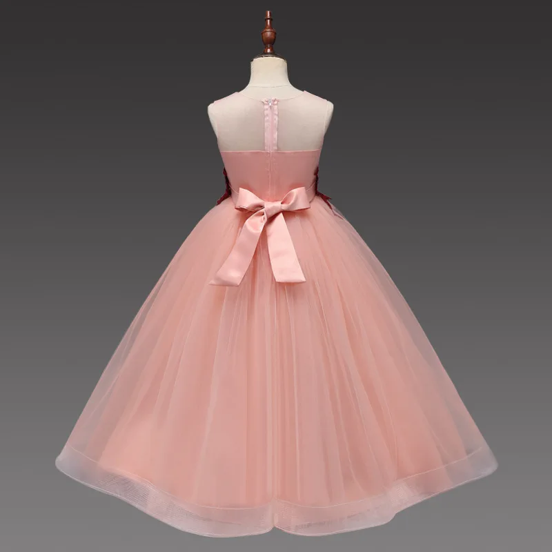 Elegant Girls Dresses 2018 Tule Princess Party Children Wedding Evening Clothing Formal Bridesmaid Teen Dress For Kids Prom Gown (4)