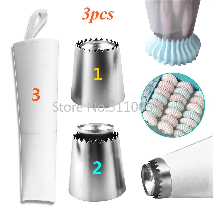 3pcs Cookie/Biscuit Ice Cream pastry tips Icing Piping Nozzles+ Cotton Pastry Bags cake mold cake decorating tools
3pcs Cookie/Biscuit Ice Cream pastry tips Icing Piping Nozzles+ Cotton Pastry Bags cake mold cake decorating tools
