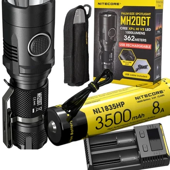 NITECORE MH20GT Rechargeable Flashilght CREE XP-L HI V3 max. 1000LM beam distance 362meter outdoor torch + battery+ charger
NITECORE MH20GT Rechargeable Flashilght CREE XP-L HI V3 max. 1000LM beam distance 362meter outdoor torch + battery+ charger