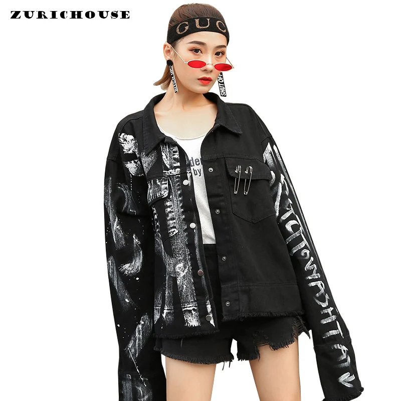 Fashion Irregular Graffiti Jeans Jacket Women Spring Oversized Jacket 2019 New Punk Frayed Tassel Denim Jacket Casaco Feminino
Fashion Irregular Graffiti Jeans Jacket Women Spring Oversized Jacket 2019 New Punk Frayed Tassel Denim Jacket Casaco Feminino