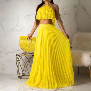 Summer Boho Sexy Club Travel Beach Women Two Piece Set Outfits Casual T-Shirts Long Skirt Pleated Backless Ladies African Suits
Summer Boho Sexy Club Travel Beach Women Two Piece Set Outfits Casual T-Shirts Long Skirt Pleated Backless Ladies African Suits