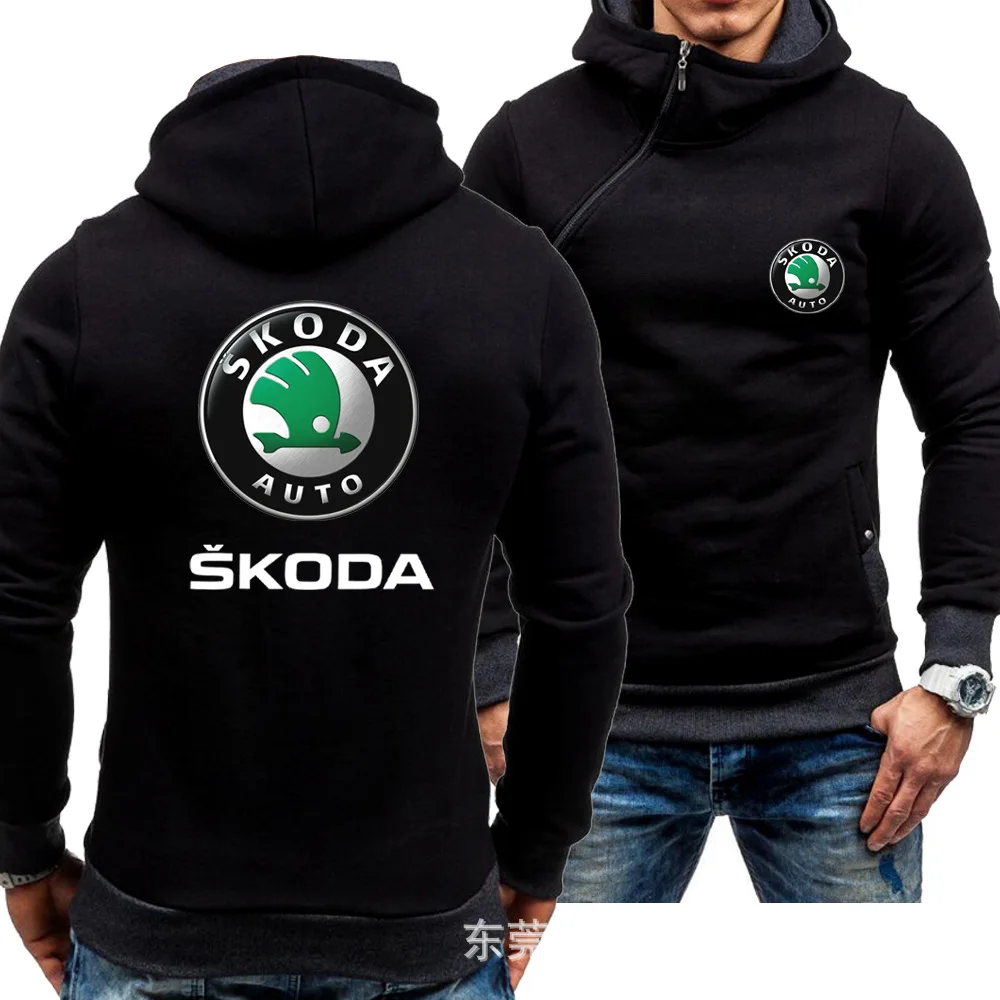 Skoda толстовки зимняя мужская куртка унисекс Повседневная косая молния флисовое