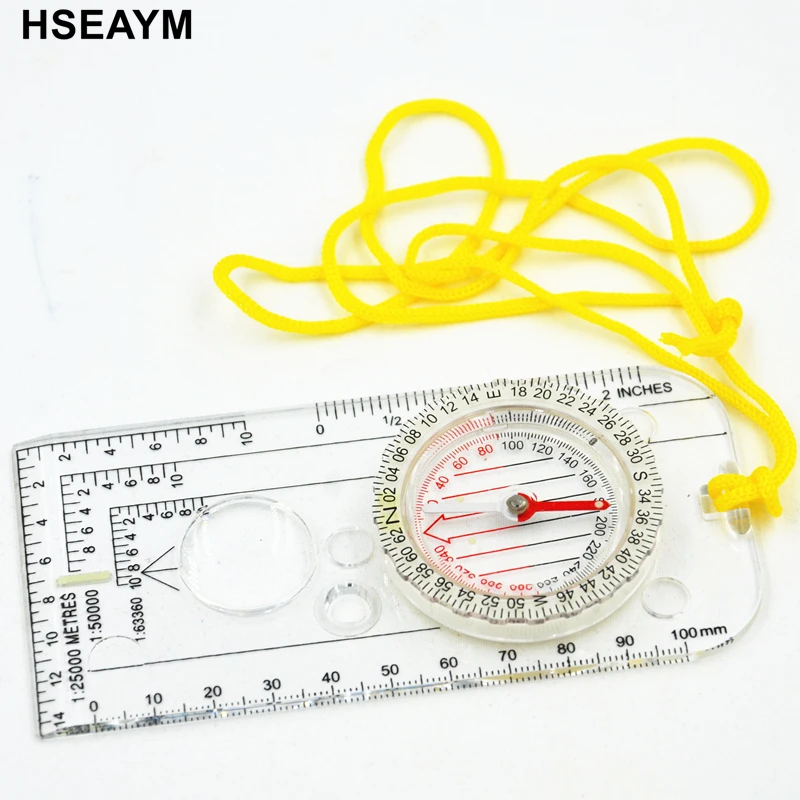 Camping Survival Tool Compass With Rope Rulers Multifunctional Map Scale Ruler
