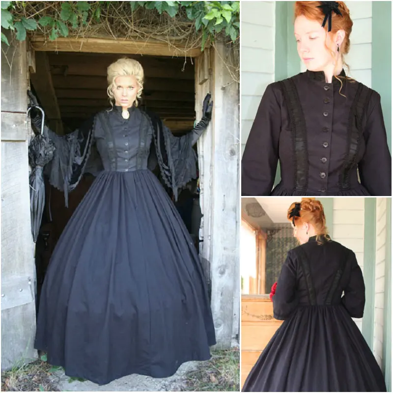 History!Customer-made Black Victorian dress 1860s Civil war Dress Scarlett Theater Costume Halloween Renaissance Dress V-488
History!Customer-made Black Victorian dress 1860s Civil war Dress Scarlett Theater Costume Halloween Renaissance Dress V-488