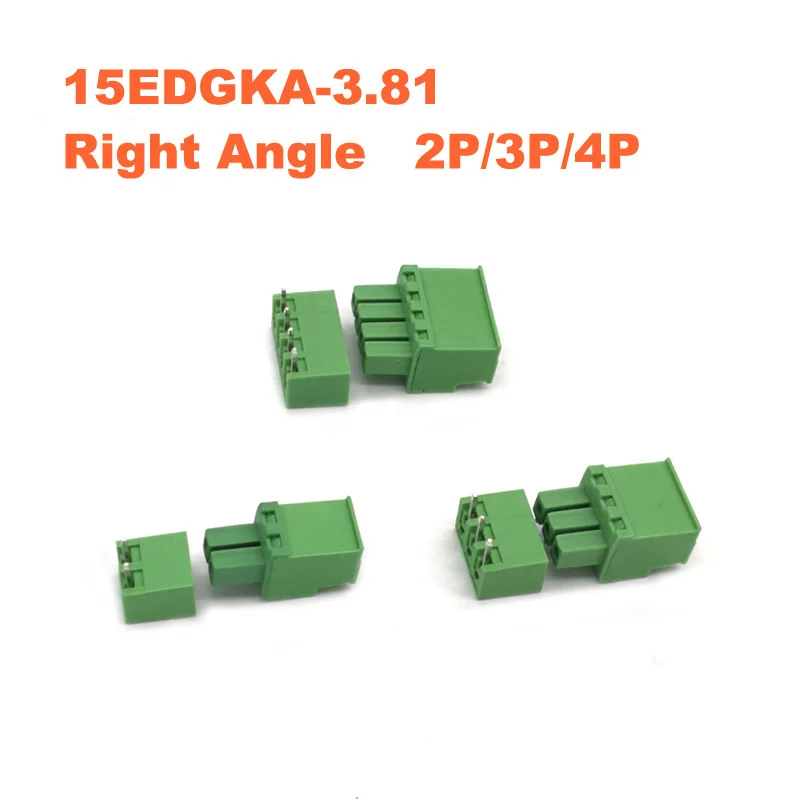30/50/100sets Pitch 3.81mm Right Angle 2P 3P 4P Screw Plug-in PCB Terminal Block Pluggable Connector male/female 15EDGKA+RC
30/50/100sets Pitch 3.81mm Right Angle 2P 3P 4P Screw Plug-in PCB Terminal Block Pluggable Connector male/female 15EDGKA+RC