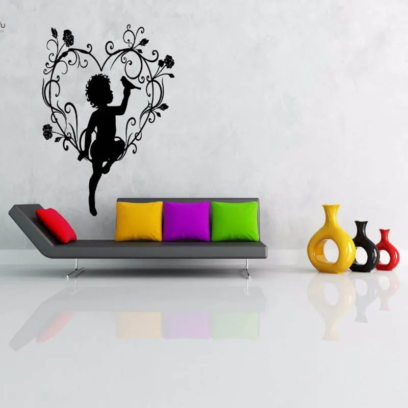 YOYOYU Vinyl Wall Decal Cupid And Birdie On a Heart-shaped Swing Flowers Home Decoration wall Stickers for kids room FD253
YOYOYU Vinyl Wall Decal Cupid And Birdie On a Heart-shaped Swing Flowers Home Decoration wall Stickers for kids room FD253