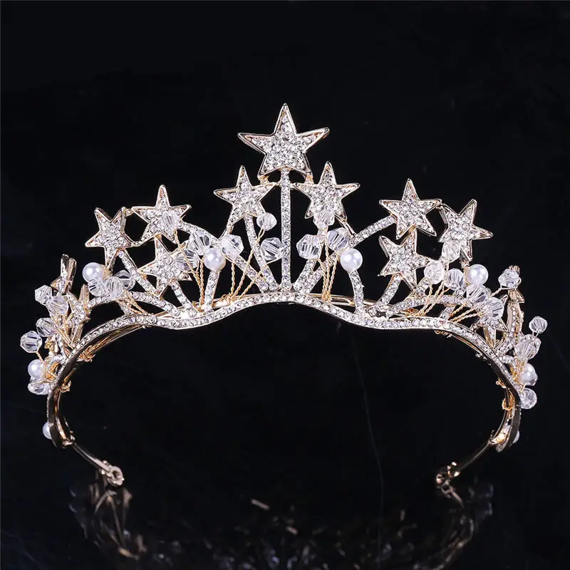 Gold Silver Rhinestone Crystal Star Tiara Crown Headbands for Queen Wedding Hair Jewelry Bridal Headdress Bride crowns ornaments
Gold Silver Rhinestone Crystal Star Tiara Crown Headbands for Queen Wedding Hair Jewelry Bridal Headdress Bride crowns ornaments