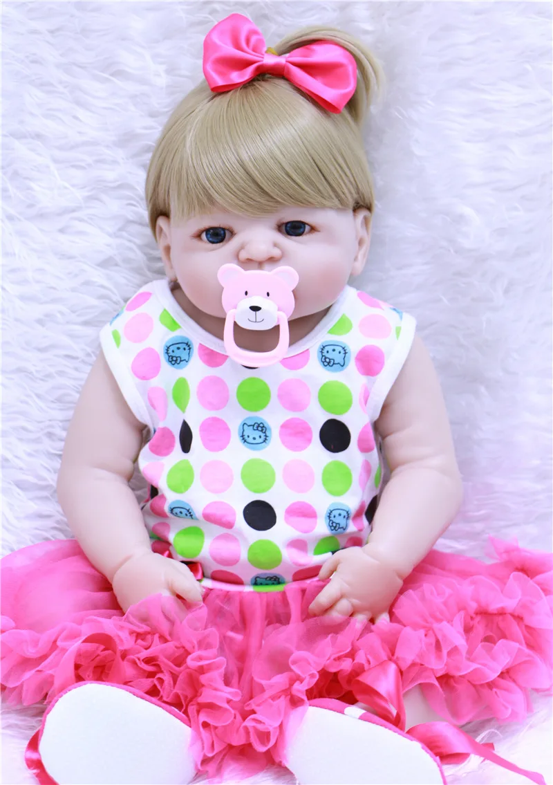 

Latest new 55cm full Silicone Reborn Boneca Realista Fashion Baby Dolls For Princess Children Birthday Gift Bebes Reborn Dolls
