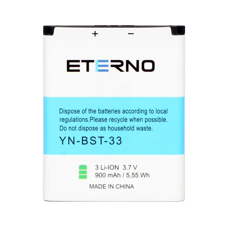 Eterno BST-33 BST33 Rechargeable Battery for Sony W610i Walkman/Sony Ericsson K530 K550 K630 K660i K790 K800 900mAh Retail Pack
Eterno BST-33 BST33 Rechargeable Battery for Sony W610i Walkman/Sony Ericsson K530 K550 K630 K660i K790 K800 900mAh Retail Pack