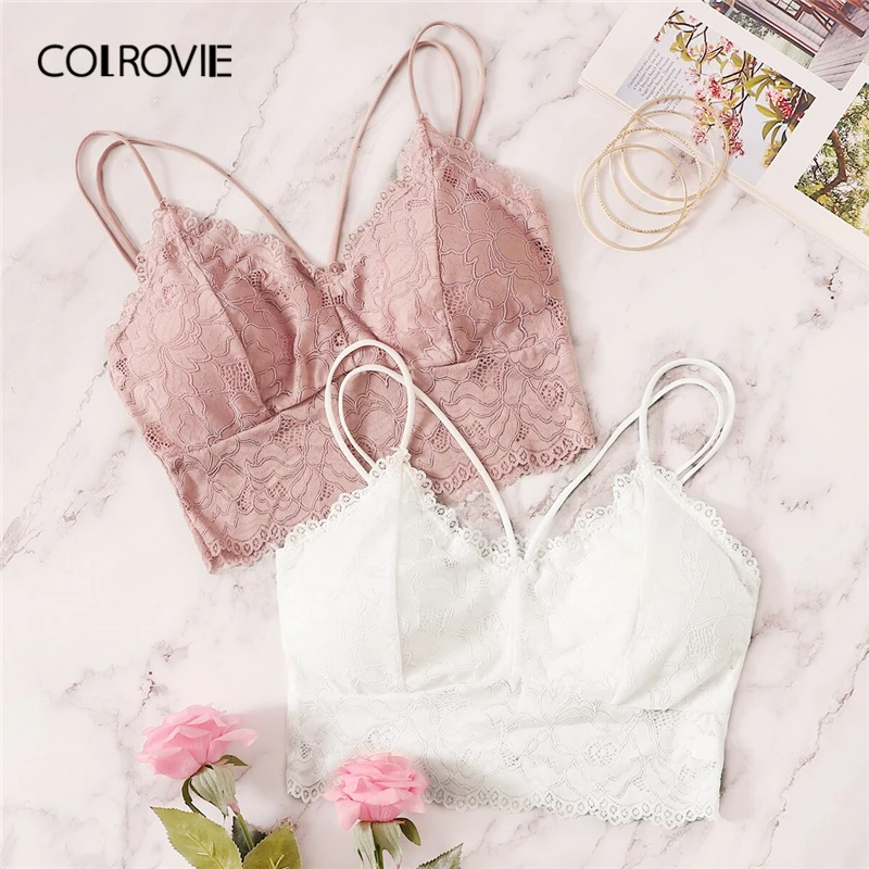 

COLROVIE Floral Lace Criss Cross Bra Set 2pack Women Intimates 2019 Sexy Solid Bralettes Female Underwear Bras Lingerie Set