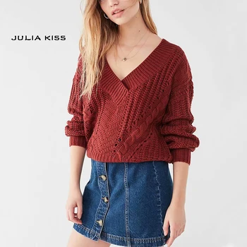 Women V Neck Cable Knit Jumper Solid Drop Shoulder Cable Knit Pullover Eyelet Detail Jumper Cable Knit V-shape Sweater
Women V Neck Cable Knit Jumper Solid Drop Shoulder Cable Knit Pullover Eyelet Detail Jumper Cable Knit V-shape Sweater