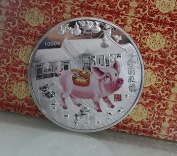 2019 Year 1000g 1kg Weight China pig Silver Plated with box and certificate Display rack coin Animal Coin gift present
2019 Year 1000g 1kg Weight China pig Silver Plated with box and certificate Display rack coin Animal Coin gift present
