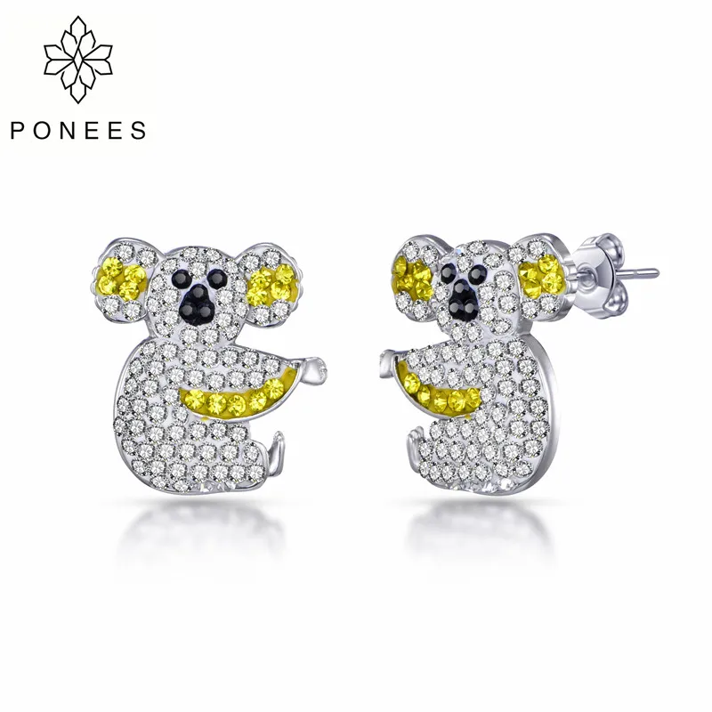 PONEES New Fashion Colorful Animal Jewelry Cute Koala Bear Stud Earrings For Women With Crystals
PONEES New Fashion Colorful Animal Jewelry Cute Koala Bear Stud Earrings For Women With Crystals