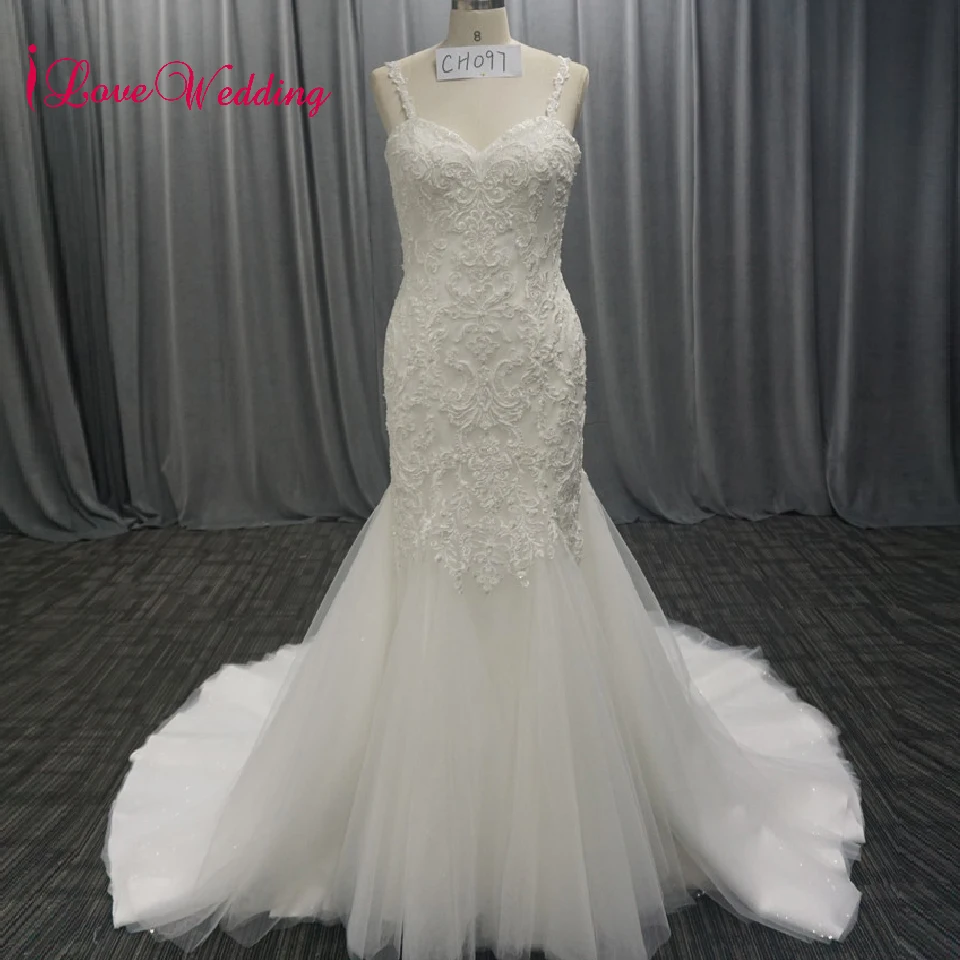 iLoveWedding 2018 Simple Spaghetti Straps Heavy Lace Beadings Puffy Skirt Mermaid Princess Wedding Dresses
iLoveWedding 2018 Simple Spaghetti Straps Heavy Lace Beadings Puffy Skirt Mermaid Princess Wedding Dresses
