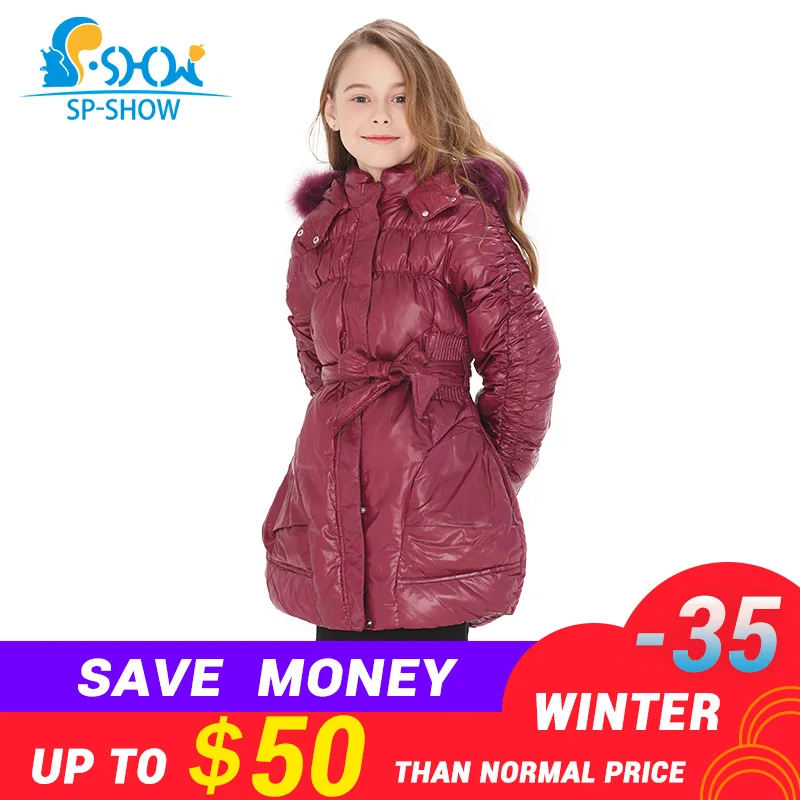 -30 degrees SP-SHOW Winter 90% White down long coat nature fur hat New children's clothing girls snowsuit
-30 degrees SP-SHOW Winter 90% White down long coat nature fur hat New children's clothing girls snowsuit