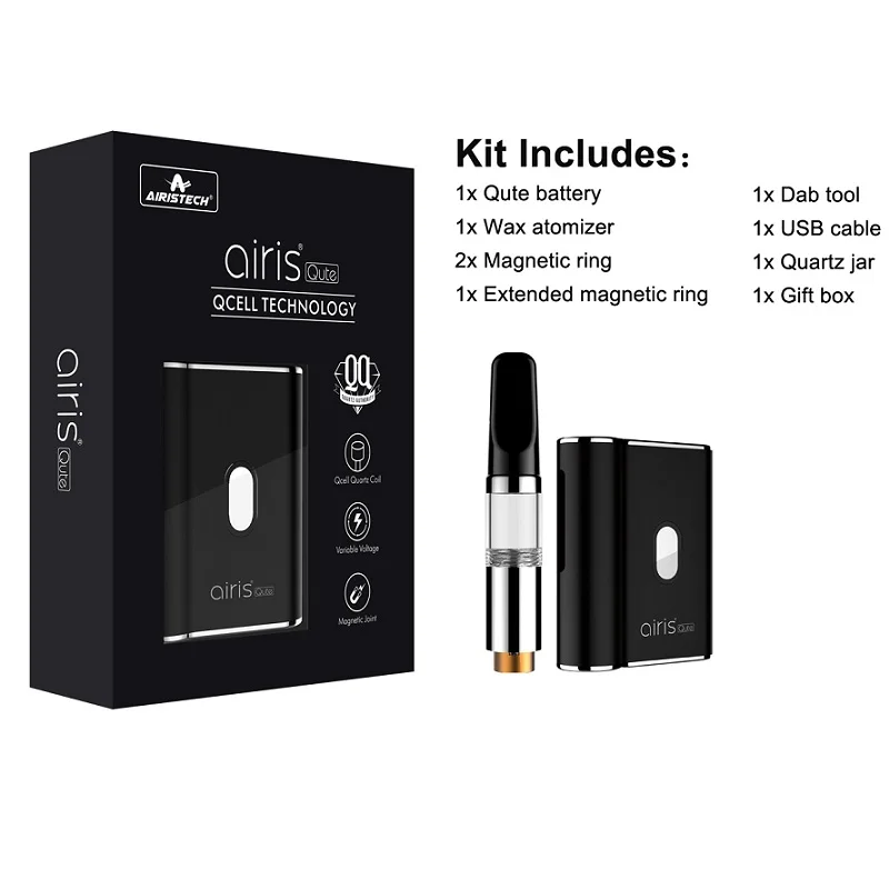 AirisTech Qute Vape Pen Vaporizer Kit 450mAh Battery Box Mod Wax Concentrate Variable Voltage Electronic Cigarette Tank Vape