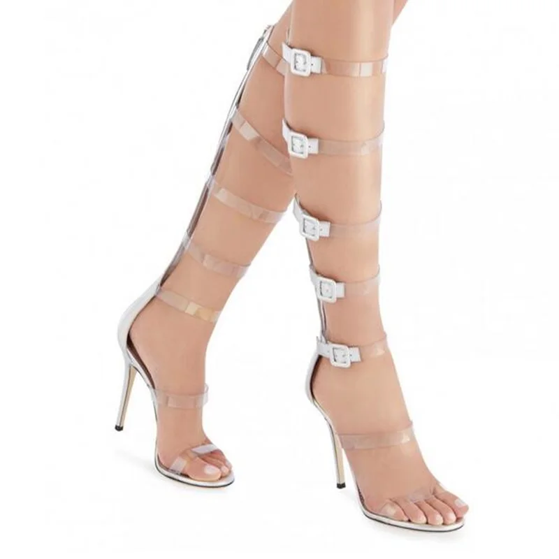 silver fashion buckle sandal heels clear pvc strap heels nightclub sexy hollow out womens boots with back zipper large size 2019
silver fashion buckle sandal heels clear pvc strap heels nightclub sexy hollow out womens boots with back zipper large size 2019