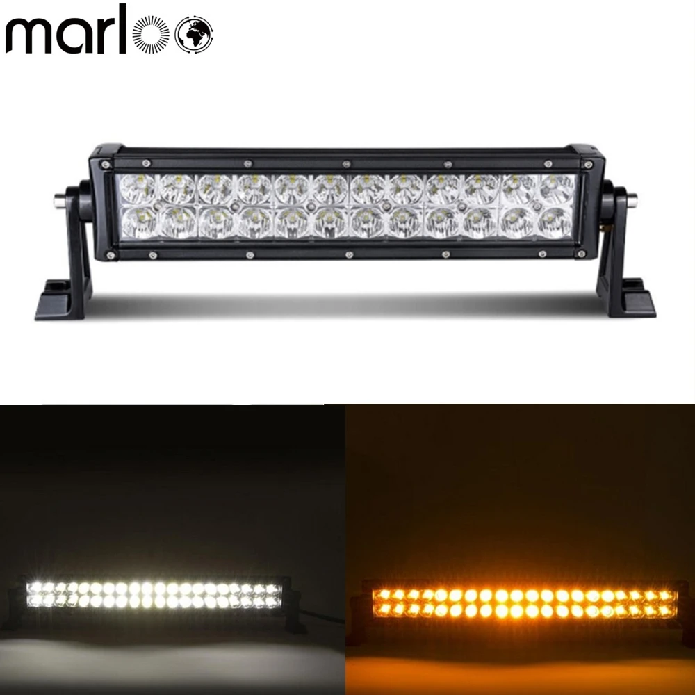 

Marloo 14 inch 72W White Amber LED Work Light Bar 12V 24V Offroad LED Car Truck SUV ATV 4X4 4WD Trailer Pickup Driving Lamp