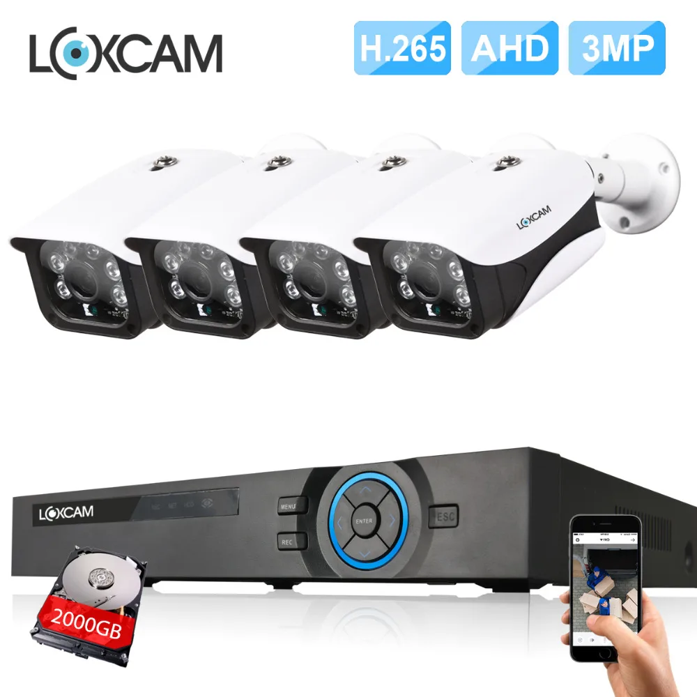 LOXCAM h.265+ video surveillance System 4CH 4MP AHD dvr kit 4pcs Super 3MP Metal IP66 Waterproof indoor Outdoor Camera System
LOXCAM h.265+ video surveillance System 4CH 4MP AHD dvr kit 4pcs Super 3MP Metal IP66 Waterproof indoor Outdoor Camera System