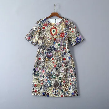 New clothes for women in Europe and the United States for the summer of 2019 short sleeves Fashionable beaded jacquard dress
New clothes for women in Europe and the United States for the summer of 2019 short sleeves Fashionable beaded jacquard dress