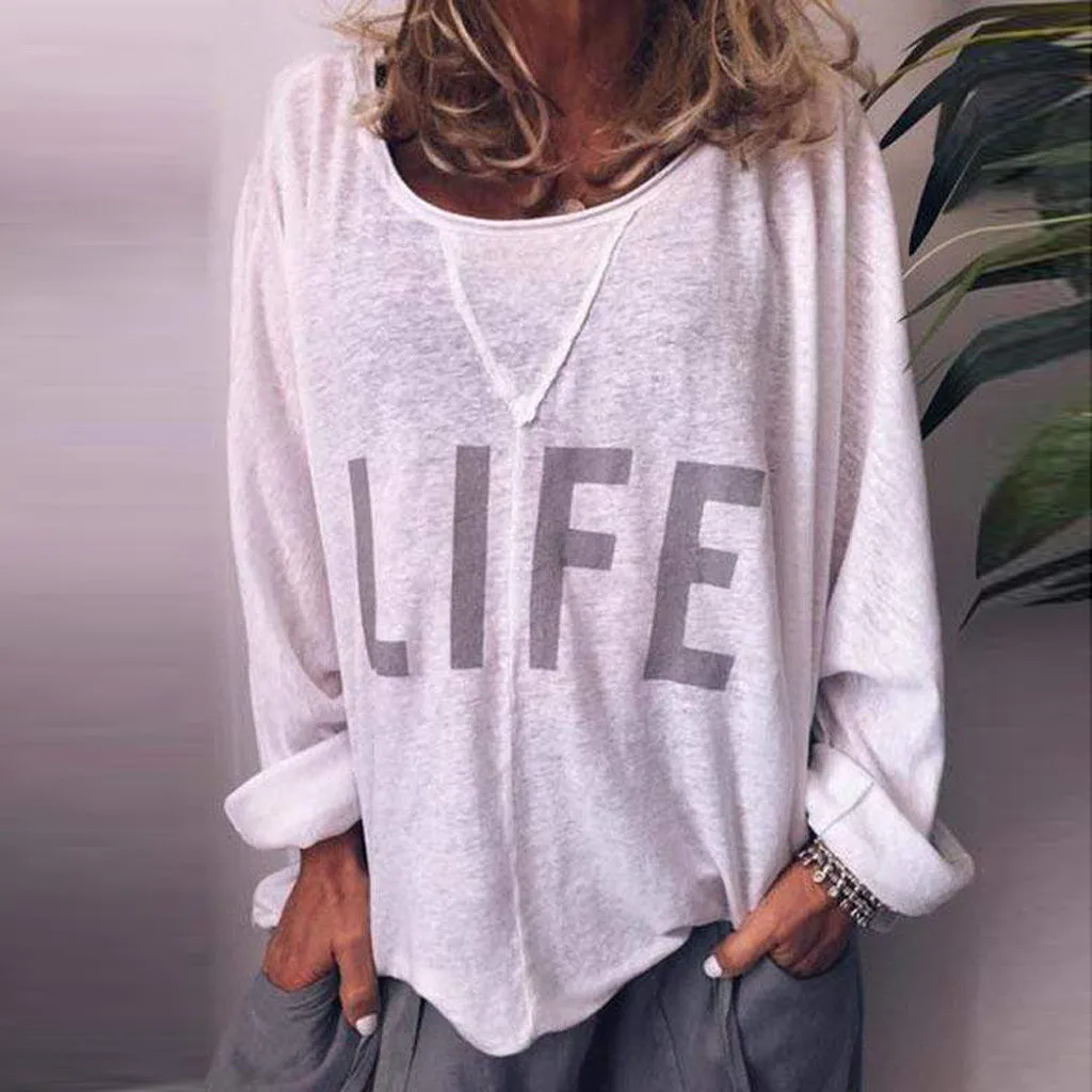 New Tshirt Women Casual Long Sleeveless Printed Letters Round Neck Tops Harajuku Camiseta Mujer Top Women T Shirt Haut Poleras
New Tshirt Women Casual Long Sleeveless Printed Letters Round Neck Tops Harajuku Camiseta Mujer Top Women T Shirt Haut Poleras