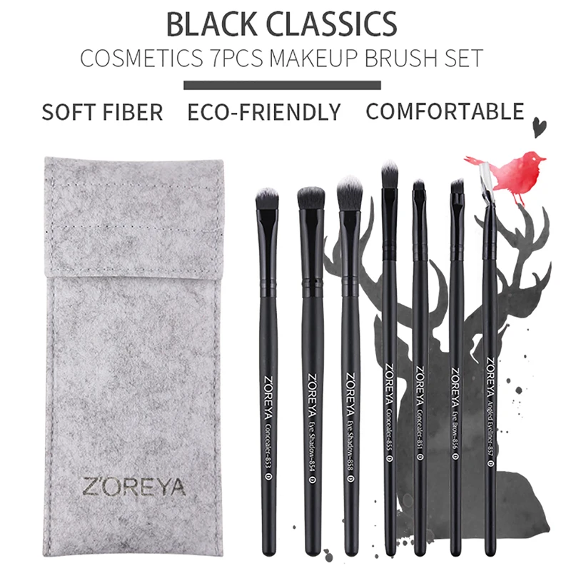 ZOREYA 7 pcs/set Black Eye Makeup Brush Artificial Fiber Hairy Wooden Handle Cosmetic Bag Beauty Set Tool makeup brush set
ZOREYA 7 pcs/set Black Eye Makeup Brush Artificial Fiber Hairy Wooden Handle Cosmetic Bag Beauty Set Tool makeup brush set